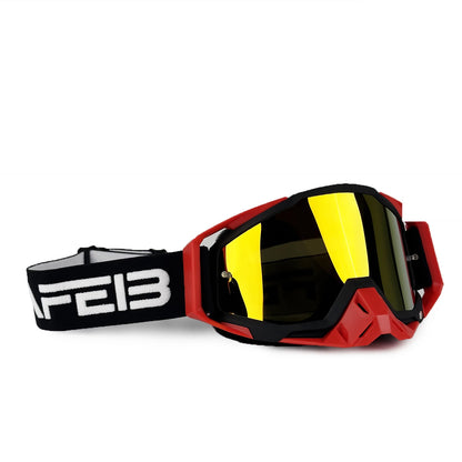 NAFEIB Motocross Glasses Motorcycle Sunglasses Man Windproof Protection Skiing Cycling Racing Off-Road Goggles Tear-off Film RBR-RED