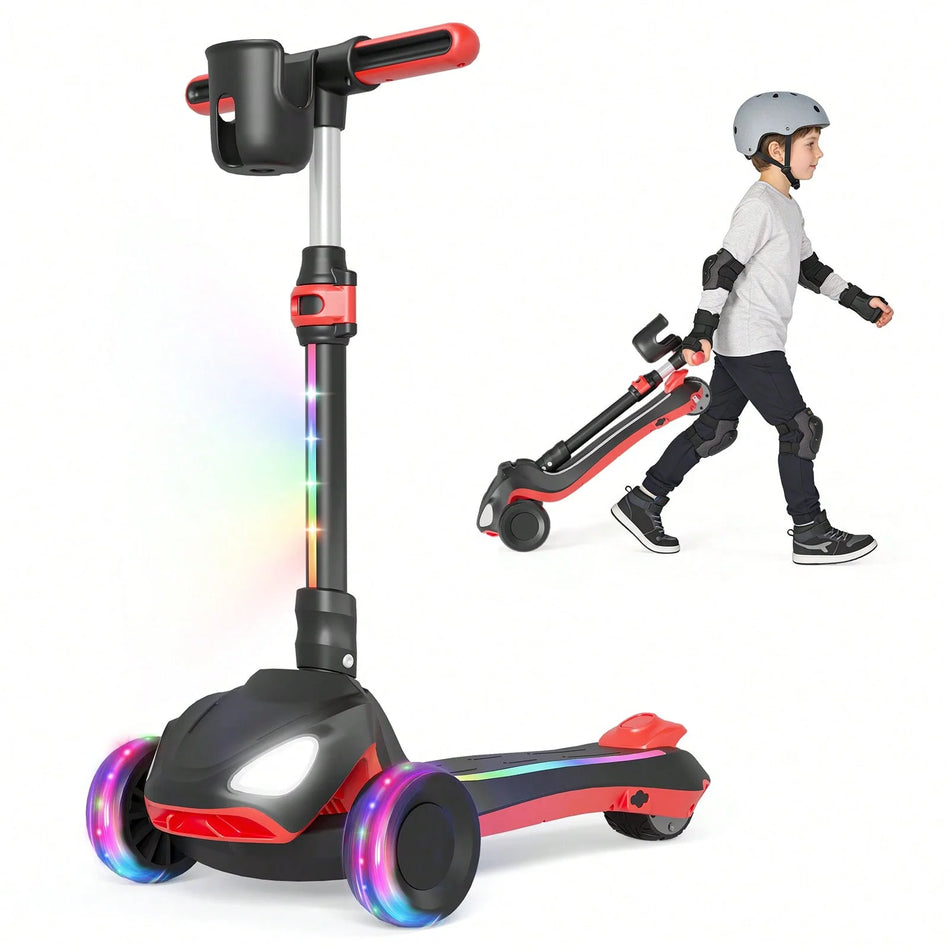 Simate Store D3 Kids Electric Scooter - 3 Wheels, Adjustable Height & Flashing LED Wheels (Ages 3-8)