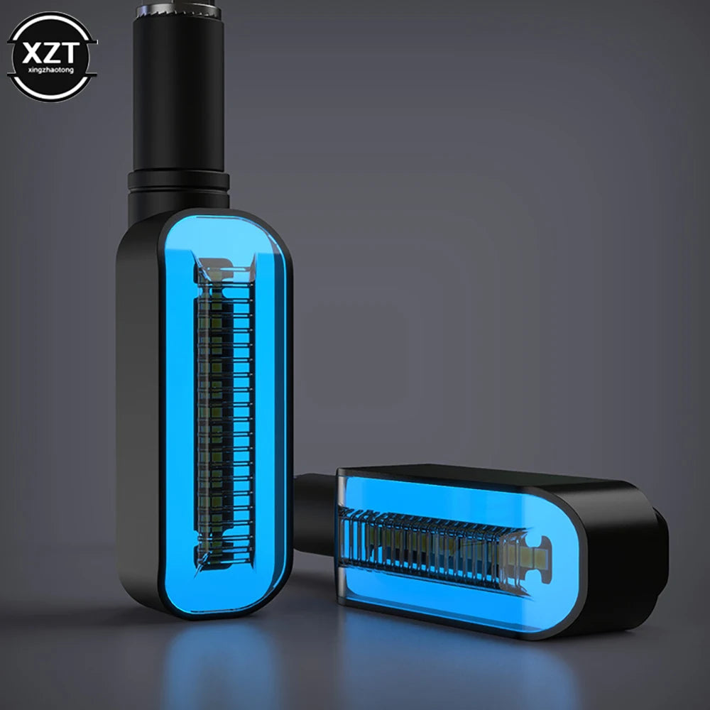 2Pc Turn Signal LED Light Motorcycle Stop Signal DRL Flowing Water Flashing 2 in 1 Blinker Tail Accessory Lamps New blue and yellow