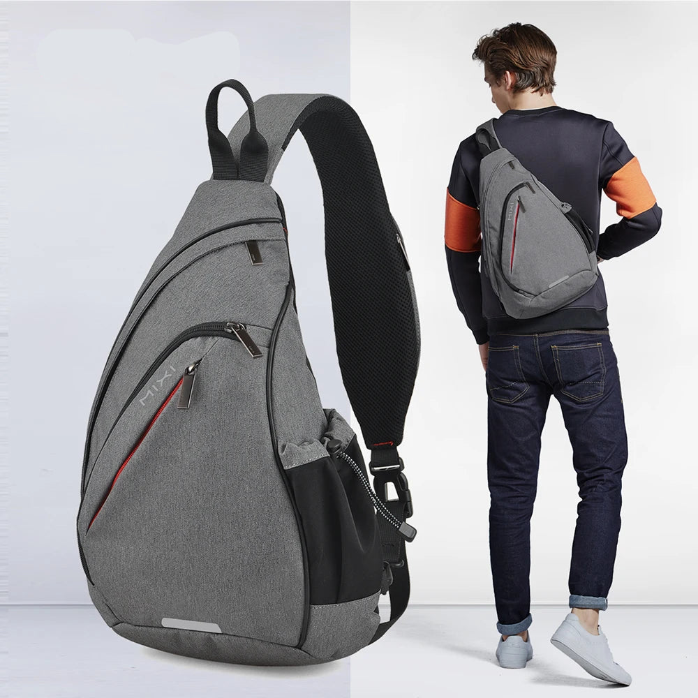 Mixi Men One Shoulder Backpack Women Sling Bag Crossbody USB Boys Cycling Sports Travel Versatile Fashion Bag Student School