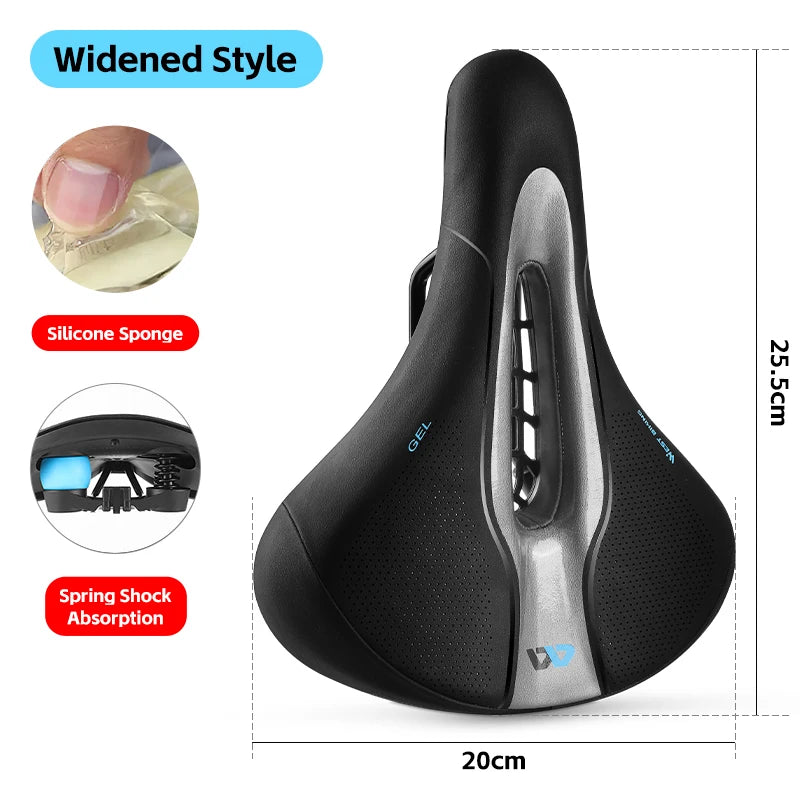 WEST BIKING Thicken Bicycle Saddle Comfortable Shockproof Cycling Seat Hollow Non-slip Soft Cushion Travel MTB Road Bike Saddle