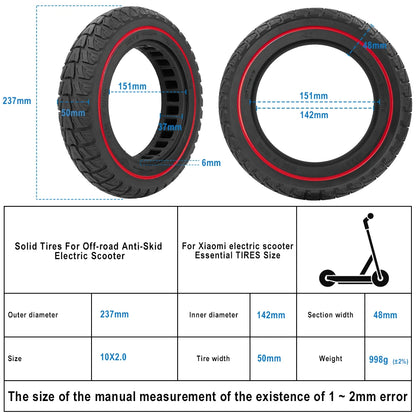 10 Inch Solid Tire For Xiaomi M365 Pro Pro2 1S Electric Scooter 10x2.0 Durable Rubber Tubeless Shock Wheel Tyre
