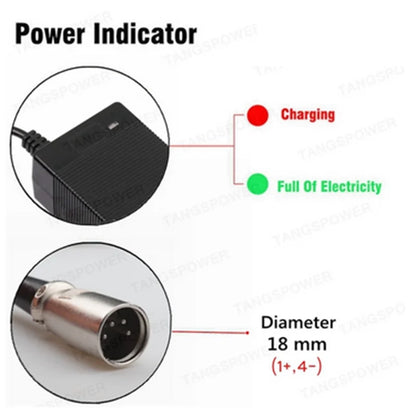 TANGSPOWER 54.6V 4A Smart Charger For Kugoo C1/G2/M4 13S Li-ion Battery Pack-Fast Charge with Cooling Fan, CE/FCC/UL Certified