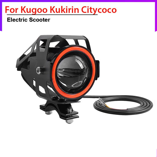 For Kukirin LED Spotlight Laser Highlight Flashing Angel Demon Eyes For Citycoco Kugoo Electric Scooter Headlight horn Parts