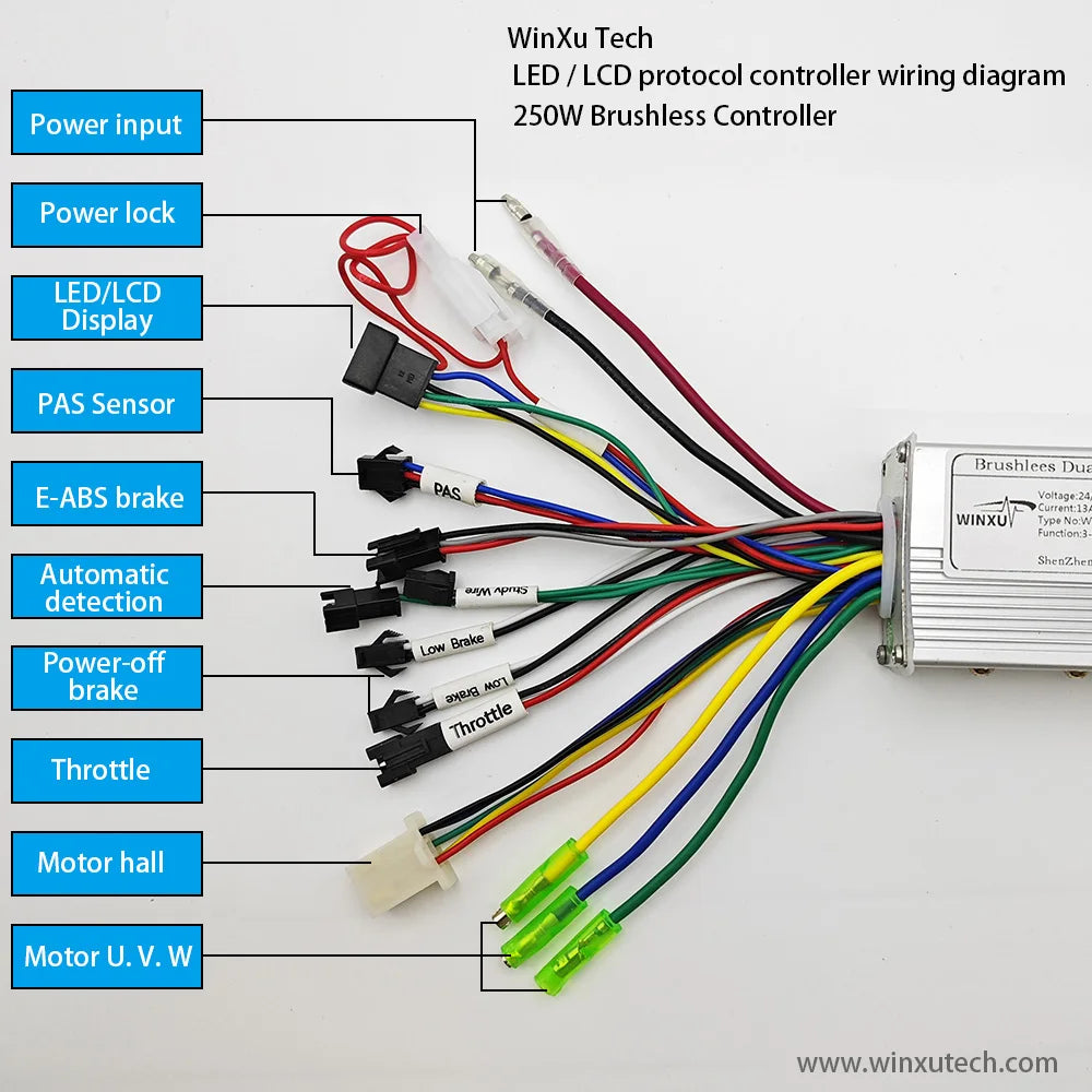 24V 36V 48V 250W 350W E-bike Brushless Motor Drive Universal Controller G51 Colour LCD Display Set for Electric Bicycle Scooter