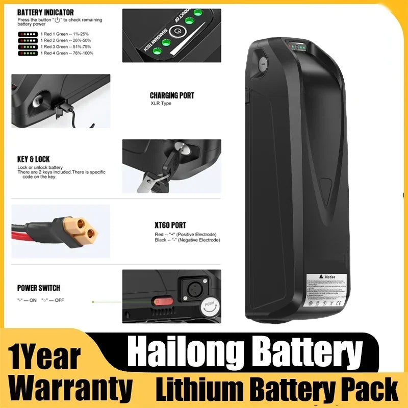 Included heavy-duty fast charger and security keys for Hailong battery