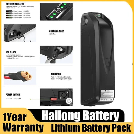 Included heavy-duty fast charger and security keys for Hailong battery