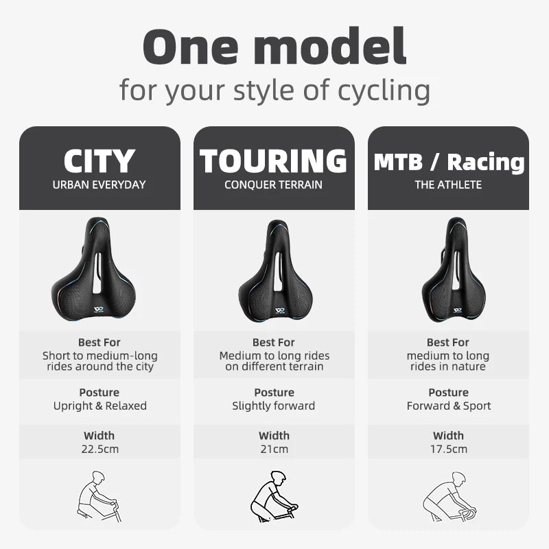 WEST BIKING Thicken Bicycle Saddle Comfortable Shockproof Cycling Seat Hollow Non-slip Soft Cushion Travel MTB Road Bike Saddle