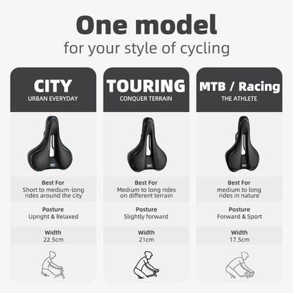WEST BIKING Thicken Bicycle Saddle Comfortable Shockproof Cycling Seat Hollow Non-slip Soft Cushion Travel MTB Road Bike Saddle
