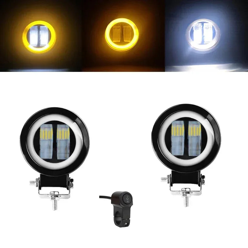 3INCH 20W Motorcycle LED Angel EyeWork Light Bar spot Lamp Offroad carBoat Truck SUv Pickup 12V 24V DrivingFog Lamp Headlight round yellow 2pcs