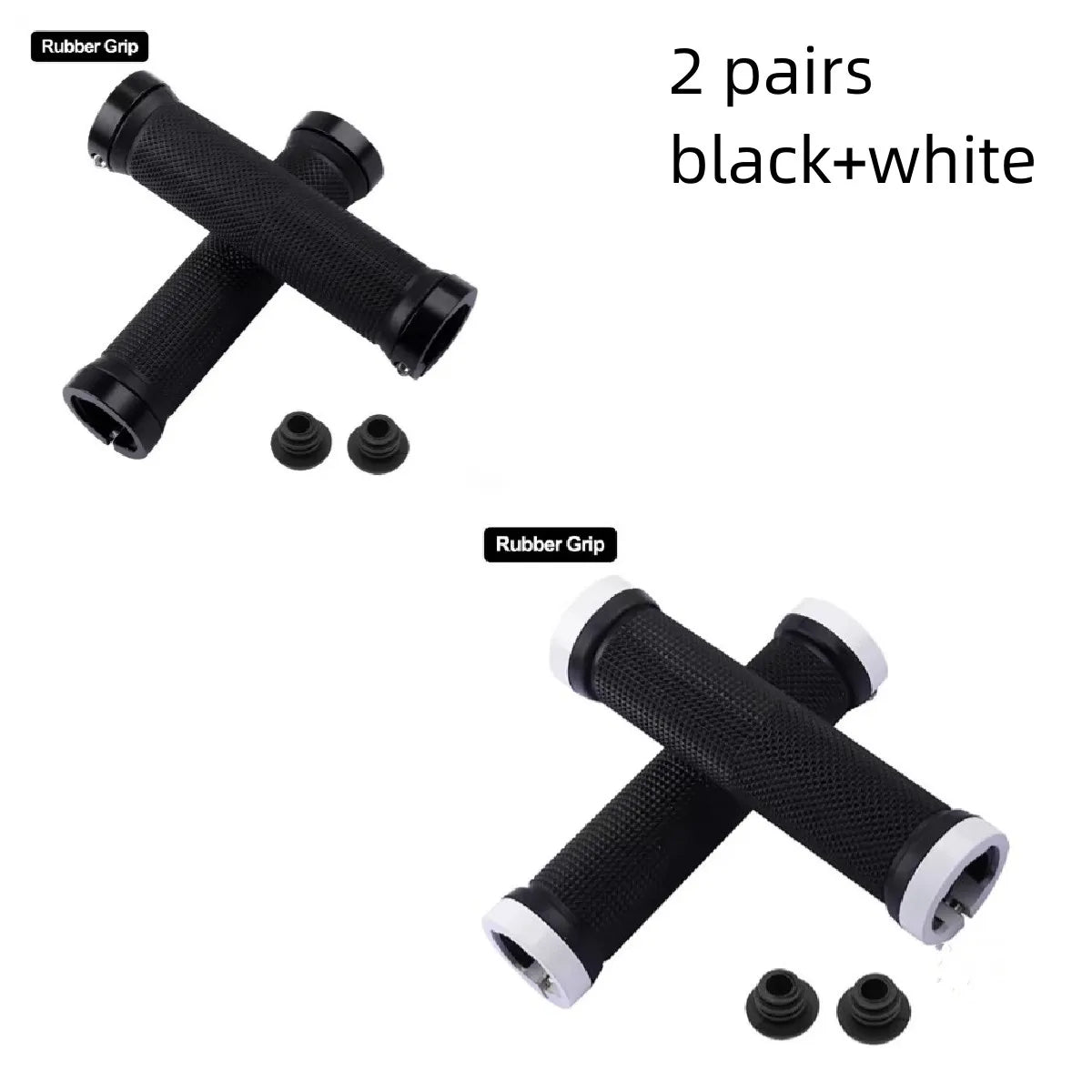 Bicycle Grips BMX Bike Handbar Grips Rubber Bilateral Lock Mountain MTB Bikes Handlebar Grips Non-slip Cycling Bike Accessories black white