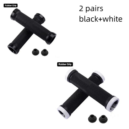 Bicycle Grips BMX Bike Handbar Grips Rubber Bilateral Lock Mountain MTB Bikes Handlebar Grips Non-slip Cycling Bike Accessories black white