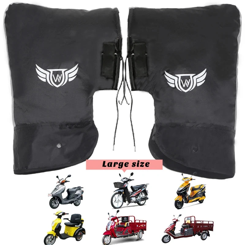 Motorcycle Scooter Bicycle Windproof Rainproof Winter Keep Warm Hot Protect Handlebar Handle Large Guard Cover Gloves GRAY