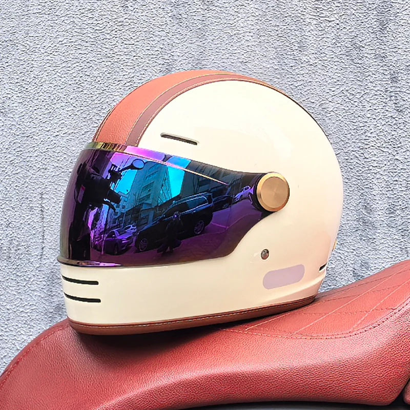 Full face motorcycle helmet - Classic design, suitable for both men and women, with safety protection certified by DOT