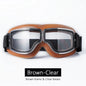 Universal Motorcycle Vintage Goggles Leather Motorbike Scooter Biker Moto Glasses Goggles for Steampunk Helmet Goggles Dustproof Brown-Clear