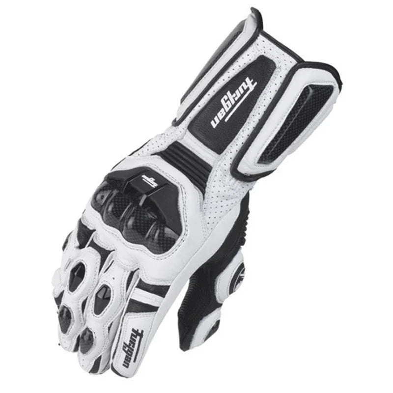 Motorcycle Leather Carbon Fiber Gloves - Windproof Protection for Riders