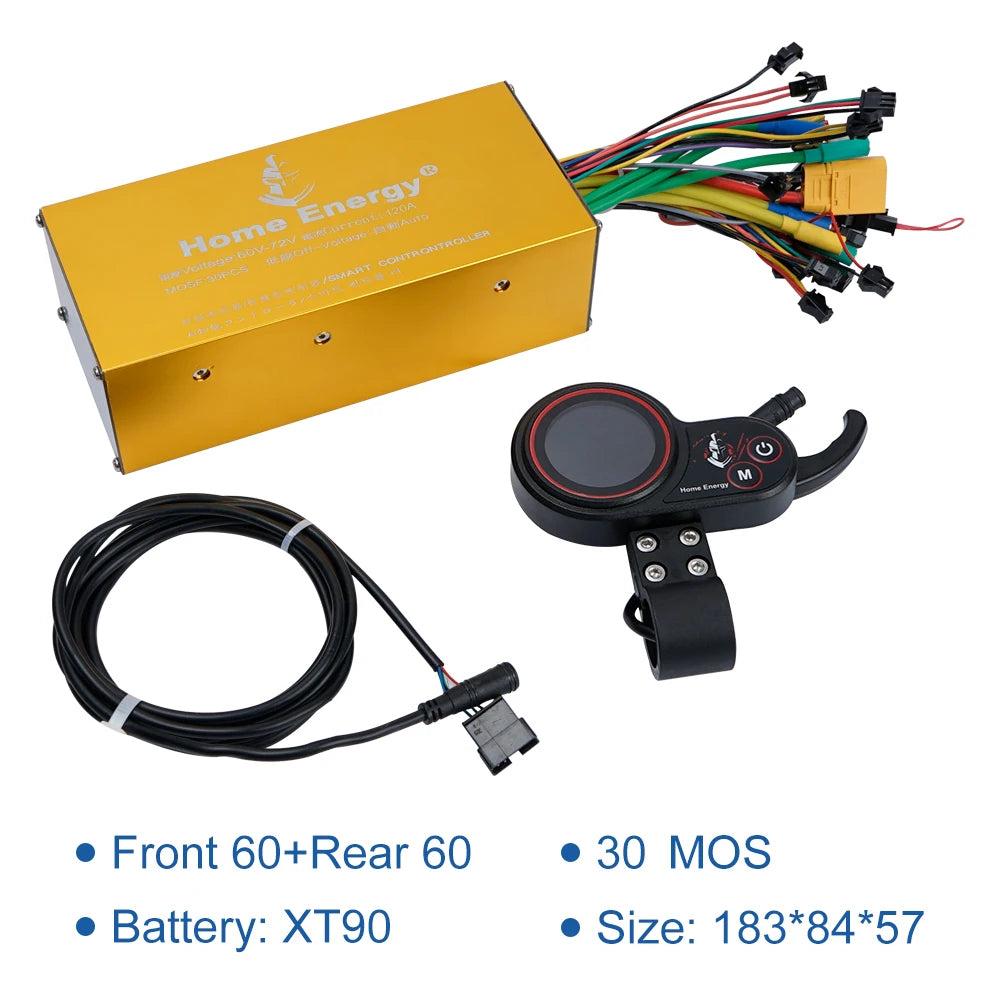 Waterproof Electric Bicycle Line Controller, Double Drive, Electric Scooter, Motorcycle LCD Display, 48V, 60V, 72V, 50A, 120A