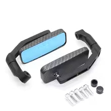 1 Pair Universal Bar End Motorcycle Mirrors - Anti-Glare Blue Glass Side Rearview Mirrors for Scooter, ATV, and Motorbike