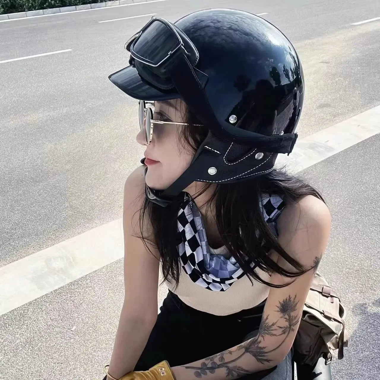 Japanese retro motorcycle half helmet cruise motorcycle helmet safety helmet