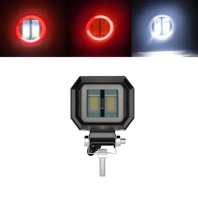 3INCH 20W Motorcycle LED Angel EyeWork Light Bar spot Lamp Offroad carBoat Truck SUv Pickup 12V 24V DrivingFog Lamp Headlight square red 1pcs