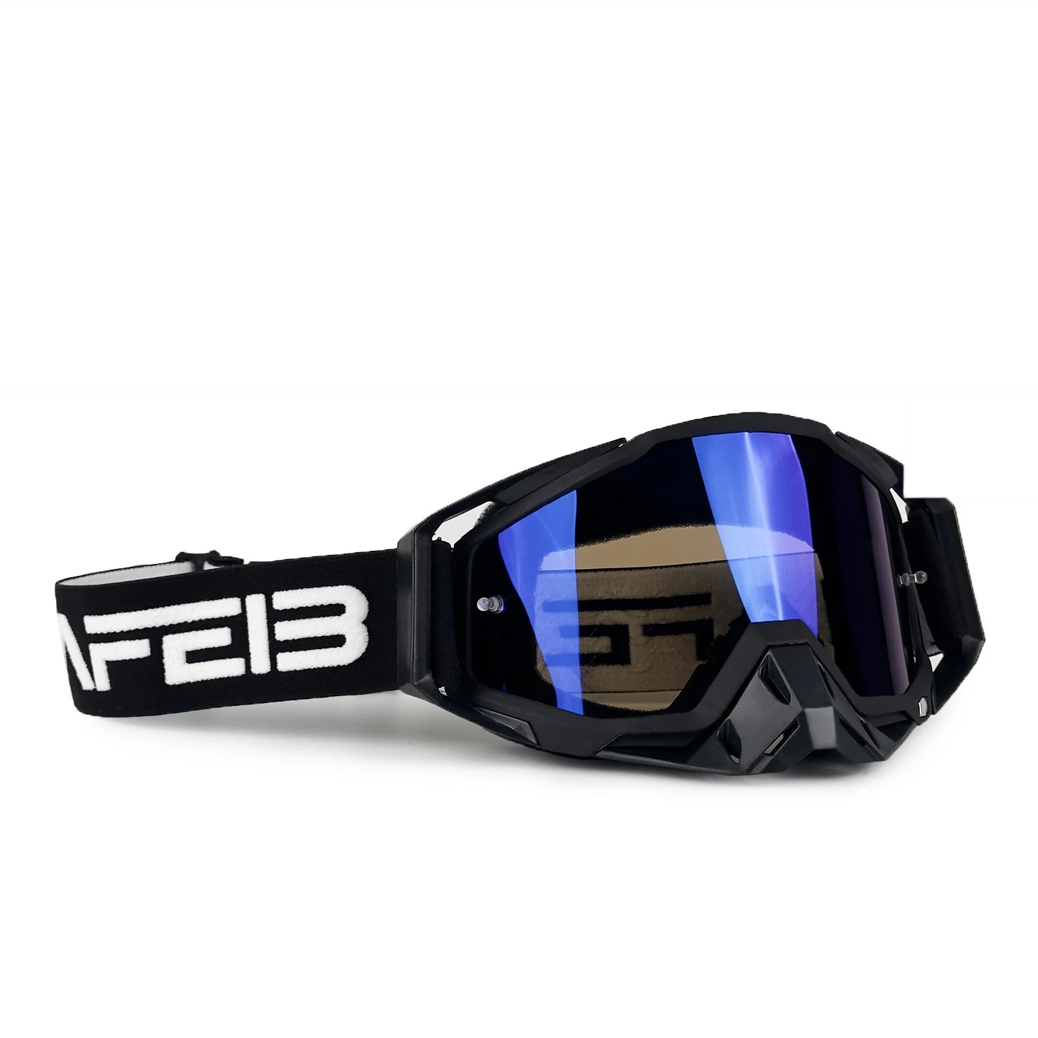 NAFEIB Motocross Glasses Motorcycle Sunglasses Man Windproof Protection Skiing Cycling Racing Off-Road Goggles Tear-off Film BK-BLUE