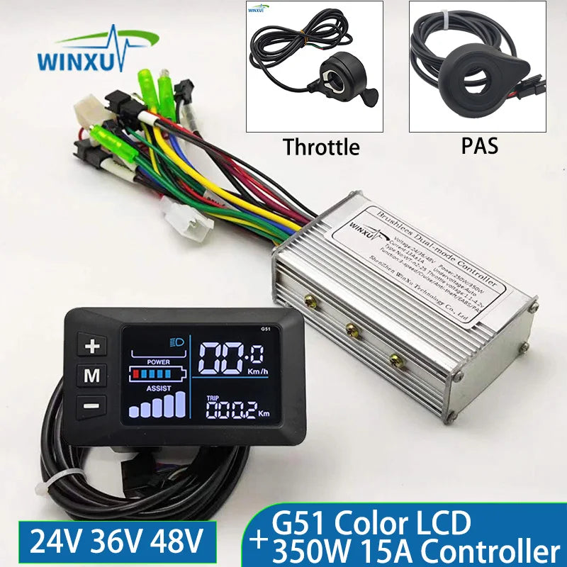 24V 36V 48V 250W 350W E-bike Brushless Motor Drive Universal Controller G51 Colour LCD Display Set for Electric Bicycle Scooter