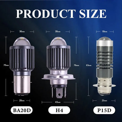 1Pcs H4 LED Motorcycle Headlight H6 BA20D P15D CSP Led Lens White Yellow Hi Lo Beam Spotlight Motorbike Scooter Running Lamp