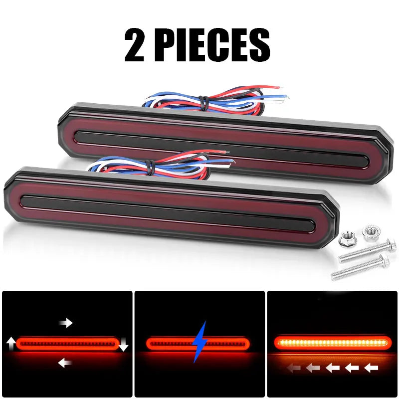 3 in 1 Motorcycle Led Brake Tail lamp Turn signal Light DRL Sequential Signal Lamps Taillight For Truck Trailer RV Cafe Racer