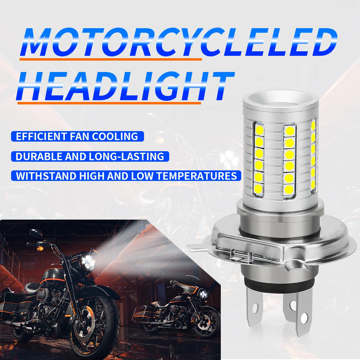 BA20D H6 P15D H4 HB2 9003 LED Bulb Motorcycle Headlight Bulbs Spotlights Hi Lo Foglight 12V White Super Bright Autobike Fog Lamp