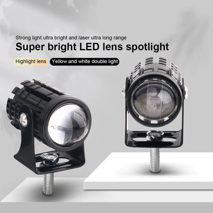 2pcs Motorcycle Headlights LED Lenses Auxiliary Front Lighting explorers Motorcycle Car Accessories Dual Color White Yellow 12V