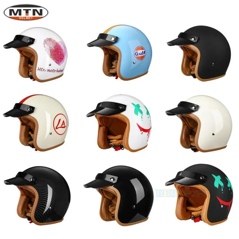 Newly Launched Vintage Motorcycle Helmet DOT Certified Synthetic Leather