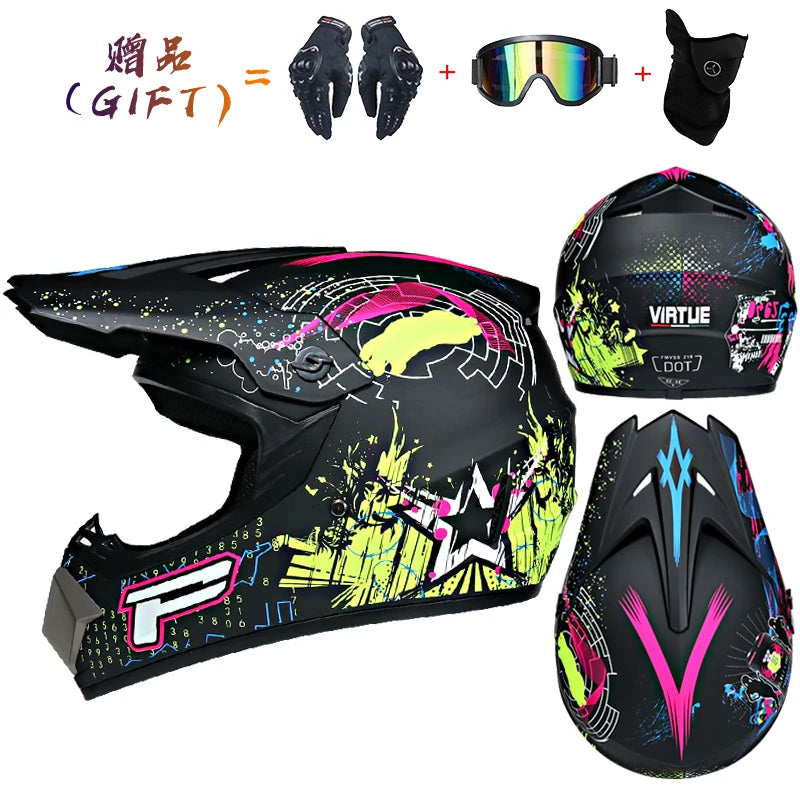 3 pieces gift motorcycle helmet children off-road helmet bike downhill AM DH cross helmet capacete motocross casco