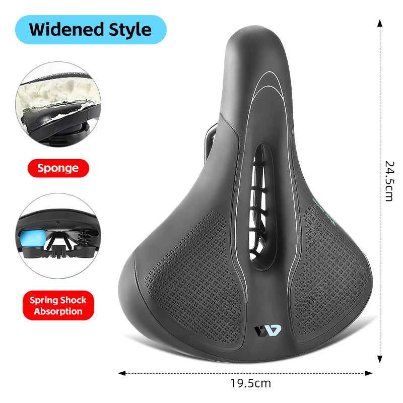 WEST BIKING Thicken Bicycle Saddle Comfortable Shockproof Cycling Seat Hollow Non-slip Soft Cushion Travel MTB Road Bike Saddle