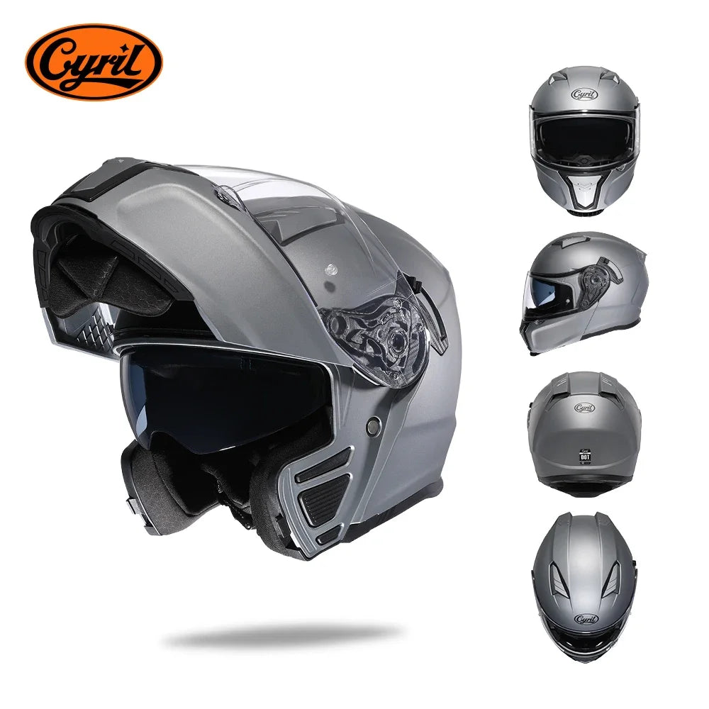 Motorcycle Helmet Dual Visor Modular Flip up Full Face Helmet for Adult Men and Women DOT Approved