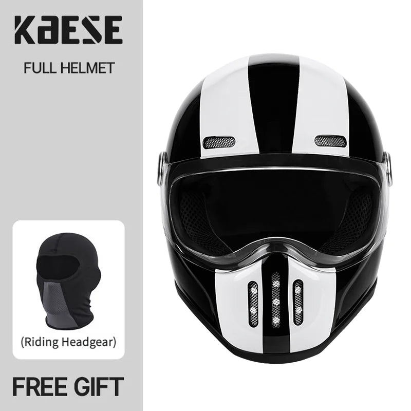 Full Face Helmet Vintage Red Sleek Design Lightweight Construction DOT ECE Certified Ideal Black White CHINA