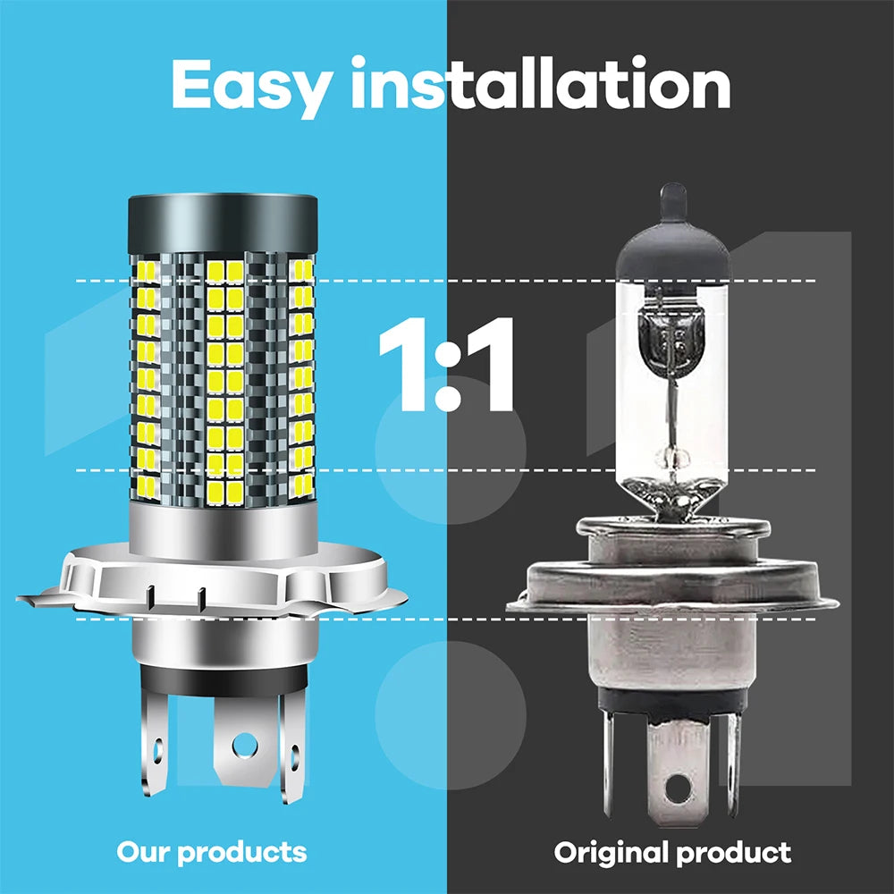 1PC P15D H4 BA20D Moto Headlight Bulbs 126LED White Hi Lo Beam 8000LM 12V 24V Daytime Running HeadLamp Motocycle Accessories