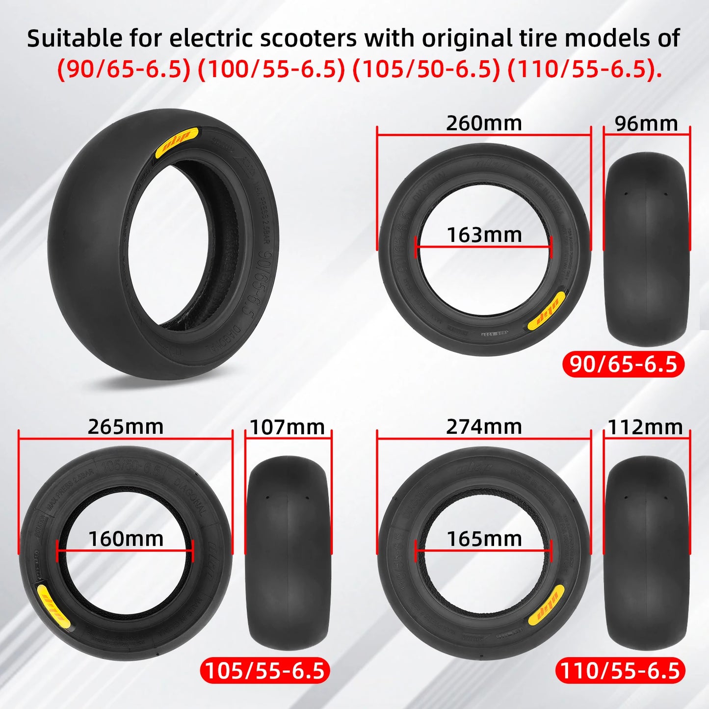 ULIP 11 Inch Semi-Hot Melt Athletic Bald Tubeless Tires for Dualtron Ultra2 THUNDER II Kaabo Wolf Warrior Electric Scooter Tyres