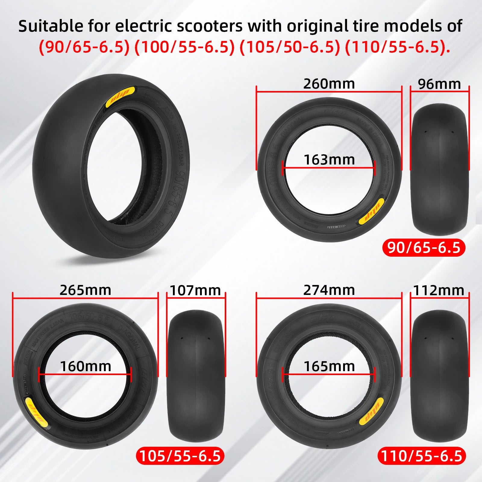 ULIP 11 Inch Semi-Hot Melt Athletic Bald Tubeless Tires for Dualtron Ultra2 THUNDER II Kaabo Wolf Warrior Electric Scooter Tyres