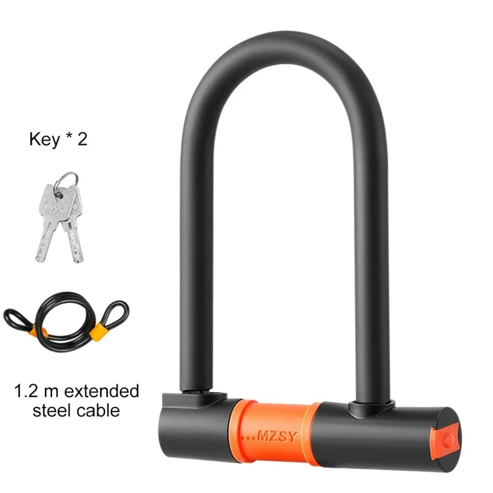 Bicycle U Lock Thickening Alloy Steel Security Bike Wheel Lock with 2 Keys Anti-theft Safety Cycling Lock MTB Road Bicycle Lock