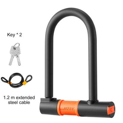 Bicycle U Lock Thickening Alloy Steel Security Bike Wheel Lock with 2 Keys Anti-theft Safety Cycling Lock MTB Road Bicycle Lock