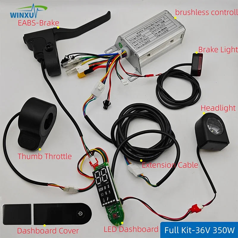 36V 350W Electric Scooter Brushless Motor Universal Controller LED Dashboard Display Accelerator Set for Xiaomi M365 Repair
