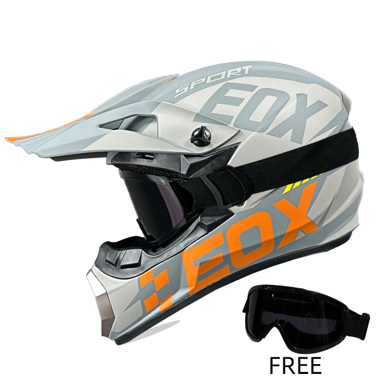 Off-Road Helmet DOT Certified - Motorcycle Motocross Helmet with Goggles, Removable Liner Grey EOX China
