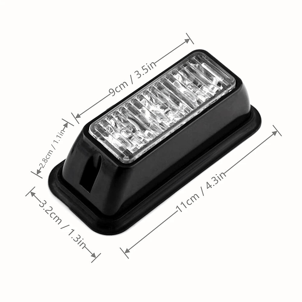 3 LED Emergency Strobe Lights Beacon for Car Truck Hazard Warning Light Surface Mount Vehicle Caution Flashing Light Bar 12V/24V