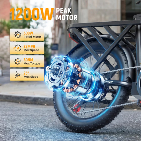 Qlife Hunter 1200W peak foldable e-bike frame