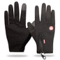 Men Women Cycling Winter Warm Sport Gloves Touchscreen Outdoor Fishing Splash-proof Skiing Snowboard Nonslip Zipper Gloves Black