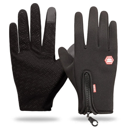 Men Women Cycling Winter Warm Sport Gloves Touchscreen Outdoor Fishing Splash-proof Skiing Snowboard Nonslip Zipper Gloves