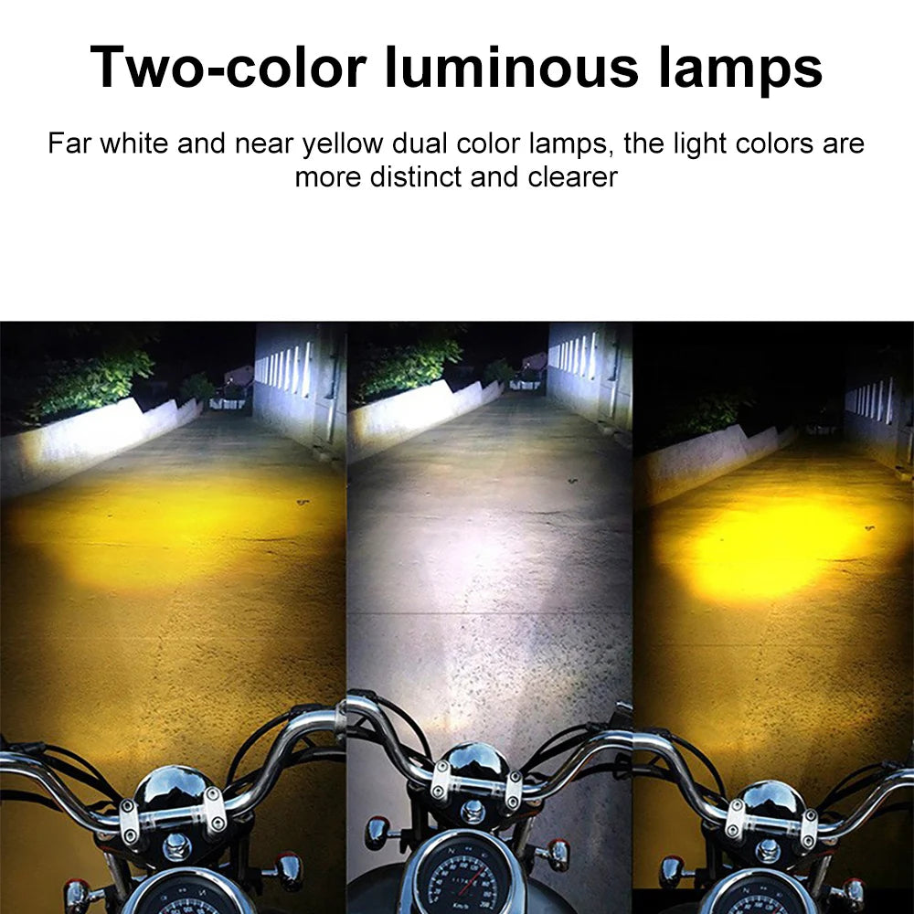 32W Motorcycle Spotlights Led 3200lm Yellow White Owl Four Mode Strobe 8-85V Motorcycle Lamp Universal Moto Headlight Spotlights