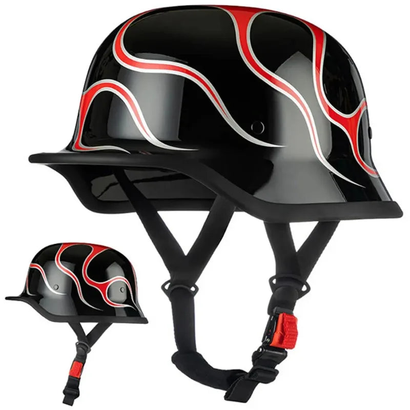 German style retro half motorcycle helmet front view