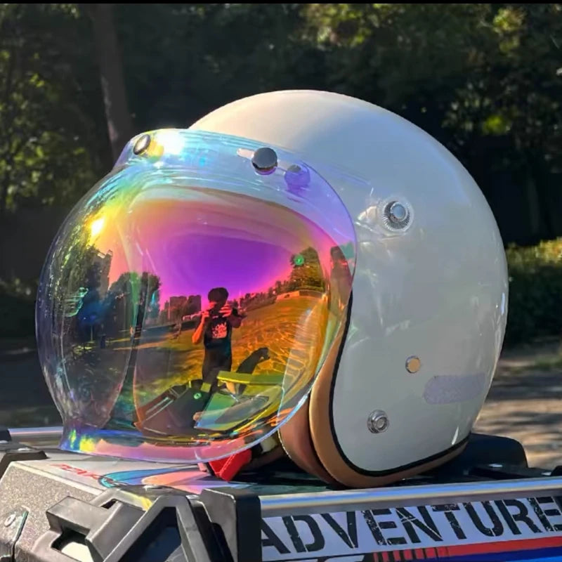 New Arrival Fashion Vintage Helmet with Bubble Visor Windproof Open Face Helmet