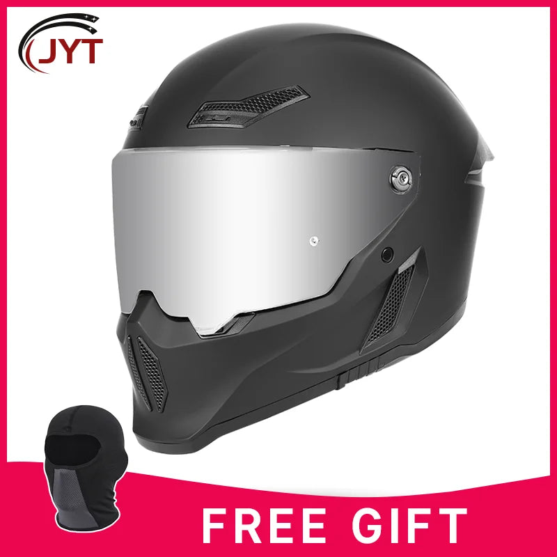 Motorcycle helmet matte black with reserved Bluetooth slot DOT certified sun protection breathable